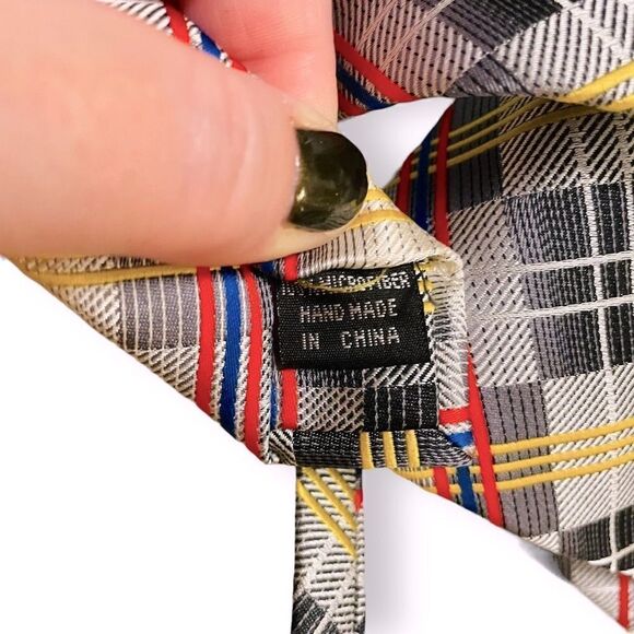 Bruno Conte Plaid Multicolor Big & Tall Extra Long Tie - Picture 4 of 4